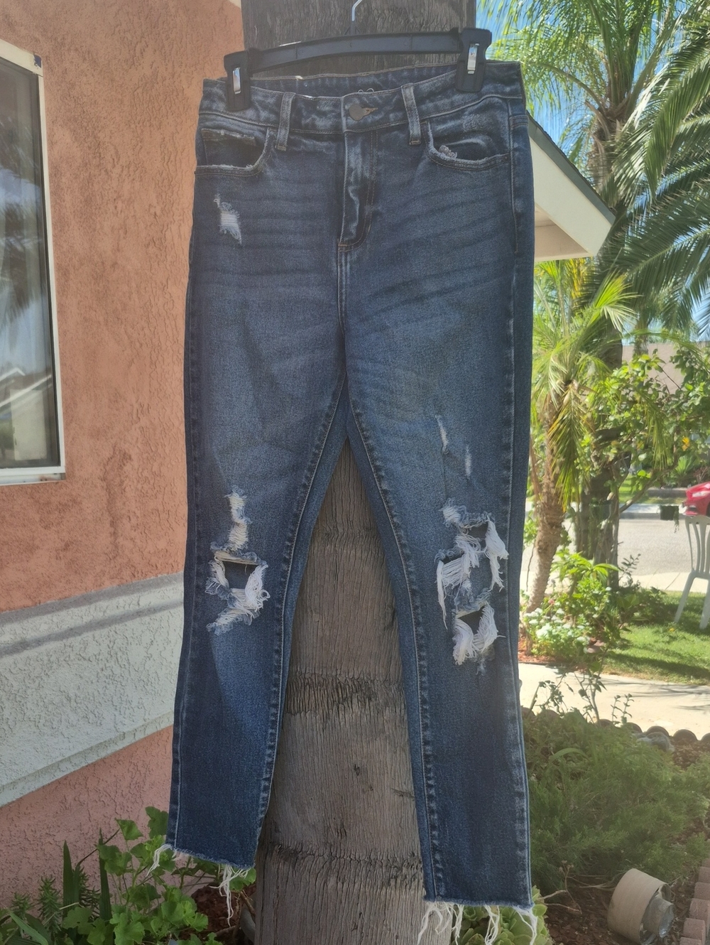 Blue Distressed Women's Jeans - Slim Fit